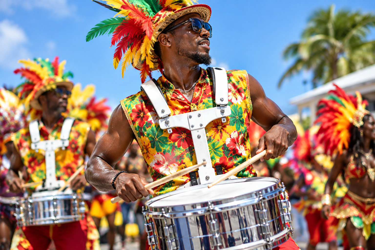 Carnavalist during the parade in Guadeloupe